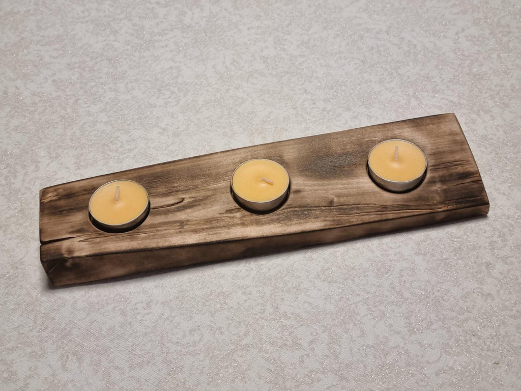 Tea Light Holder – Rustic Table Centerpiece Handmade Burnt Birch Wood