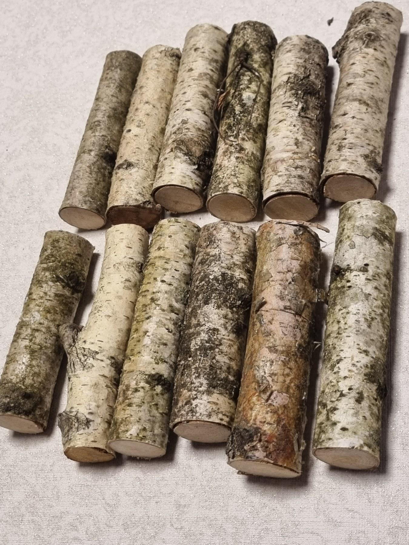 Birch Wood Sticks – Small Logs for Arts, Crafts, 12-Piece Set, Untreated Lithuanian Wood