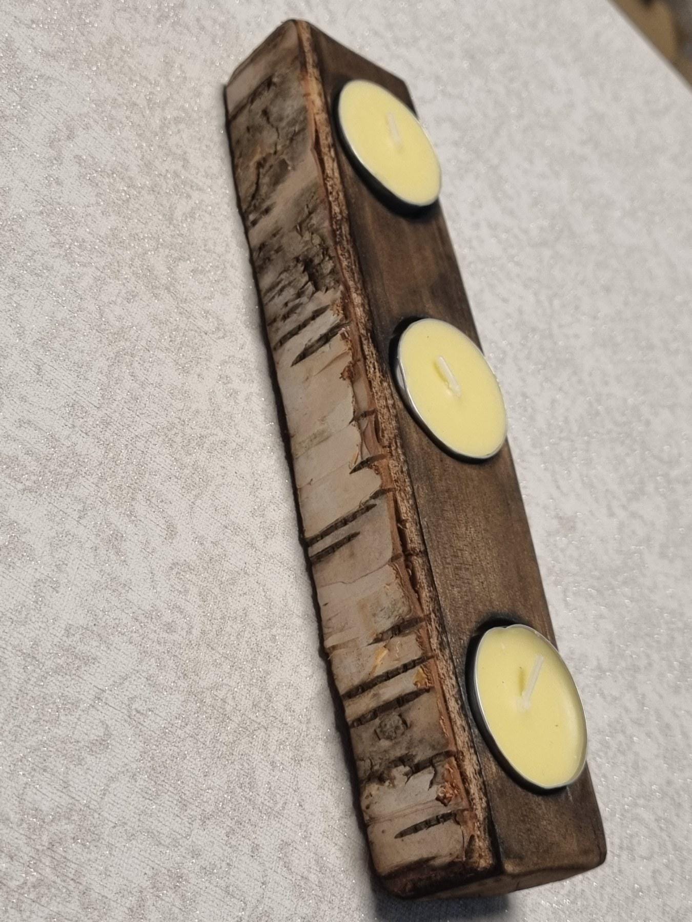 Tea Light Candle Holder, Handmade Wood Centerpiece