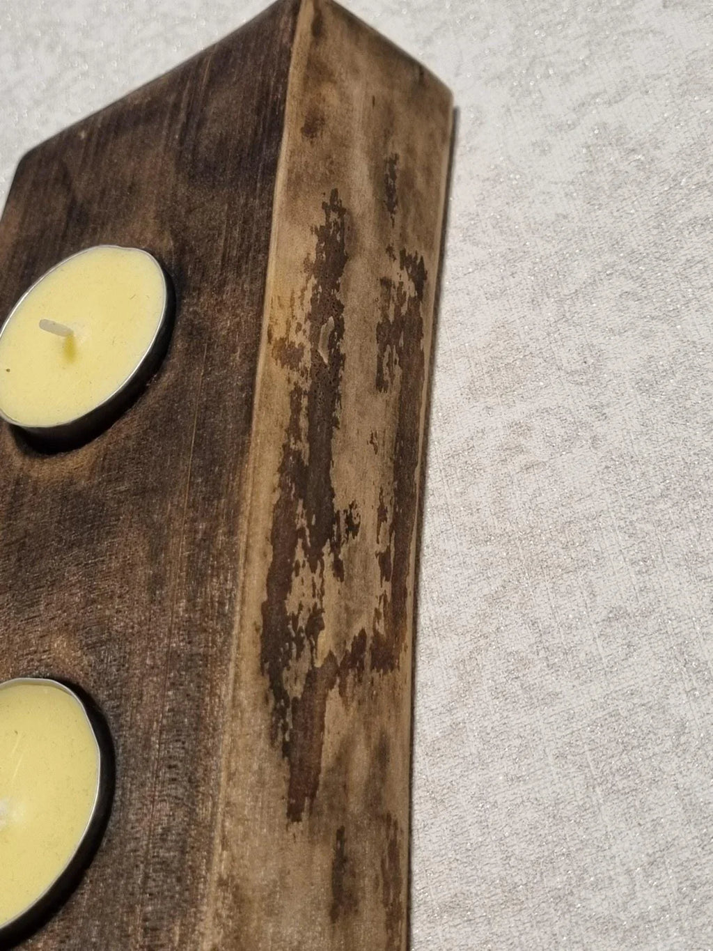 Wood Tea Light Holder | Burnt Wood Candle Centerpiece | Eco Friendly Home Decor | Handmade in Lithuania | 3 Hole Candle Stand