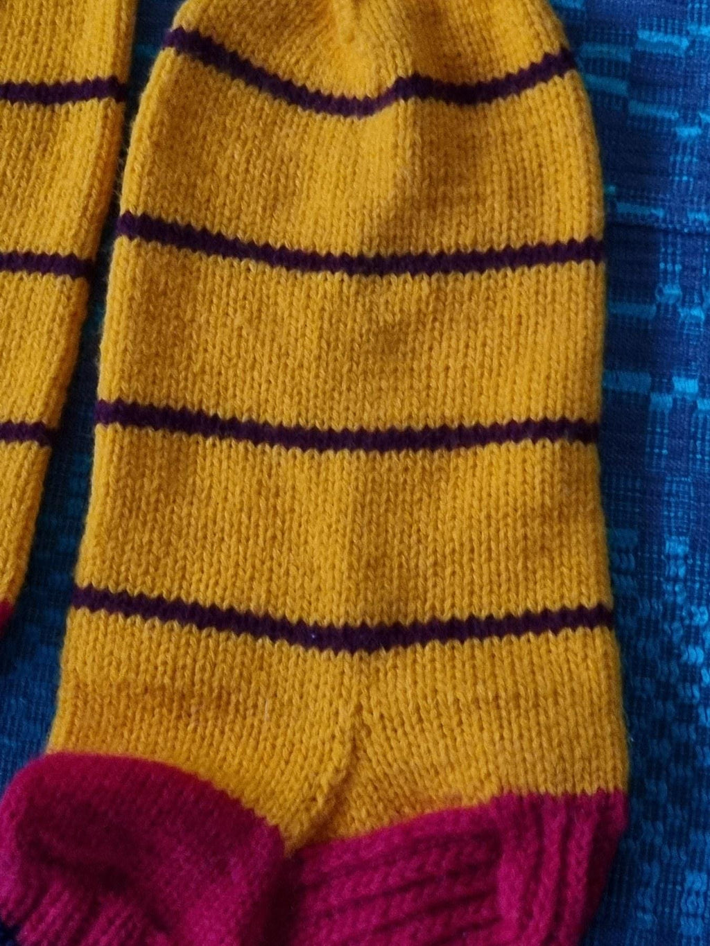 Hand Knitted Wool Socks, Striped Winter Loungewear (EU 39-40)