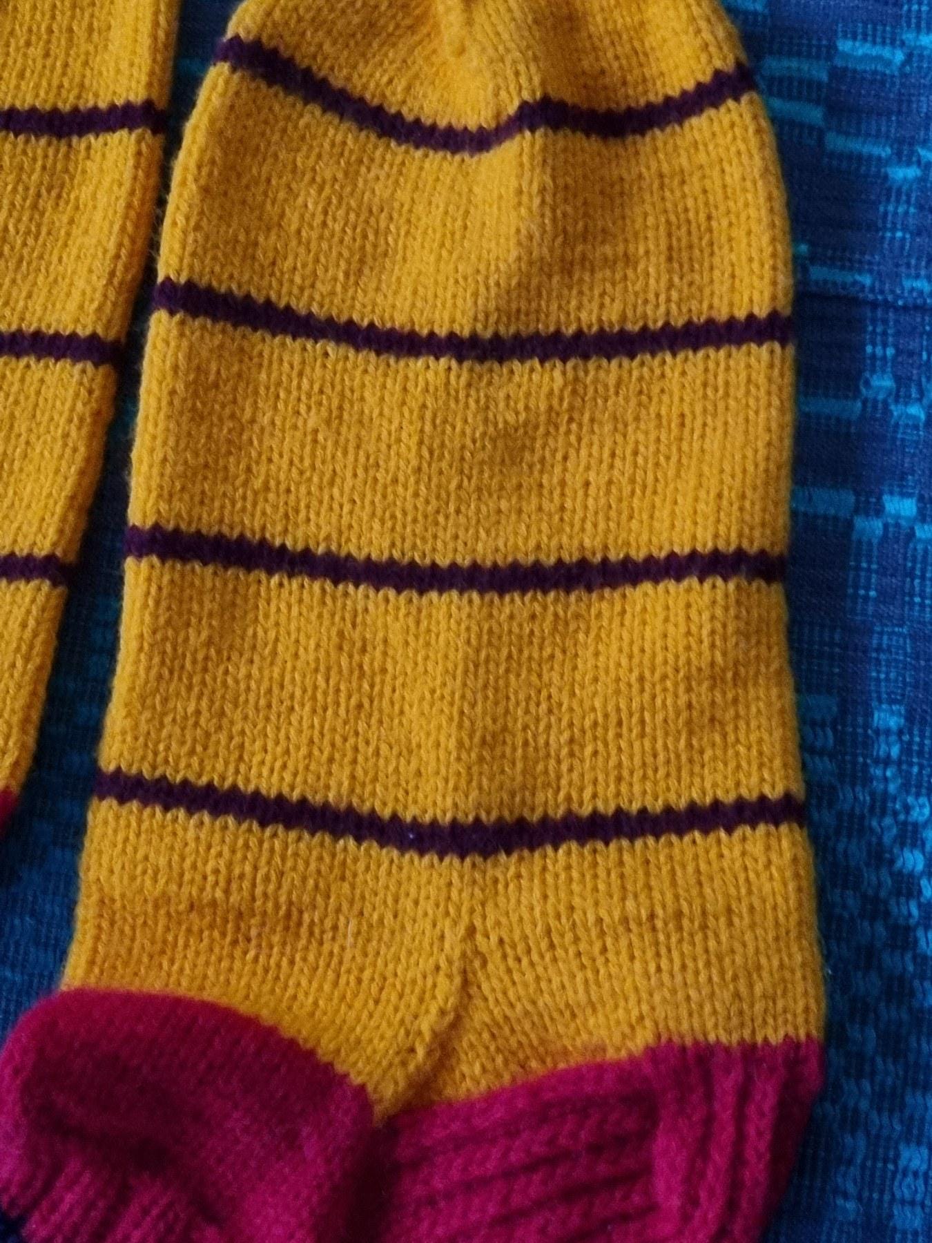 Hand Knitted Wool Socks, Striped Winter Loungewear (EU 39-40)