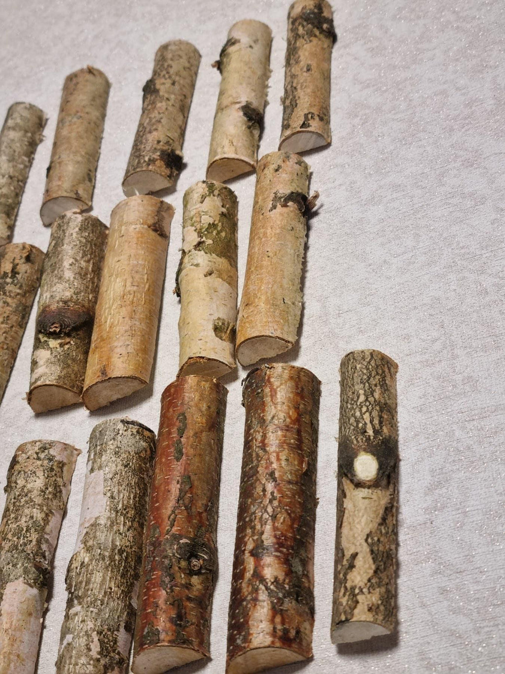 25 Birch Branch Halves, 4" Natural White Birch Wood Logs for Crafts, Rustic Wedding Decor, Birch Bark Sticks, DIY Woodworking Supplies