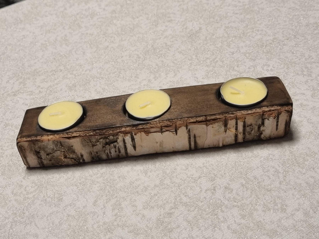 Tea Light Candle Holder, Handmade Wood Centerpiece