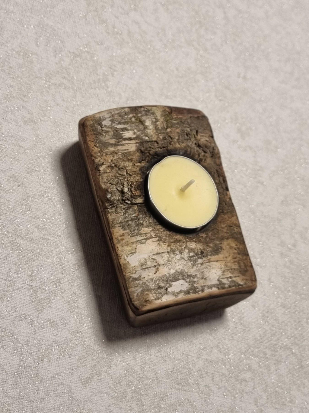 Rustic Fire-Treated Birch Bark Candle Holder - Natural Wood Decor
