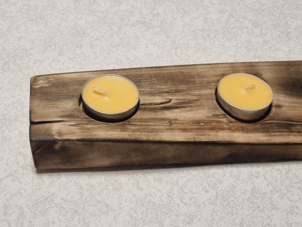 Tea Light Holder – Rustic Table Centerpiece Handmade Burnt Birch Wood