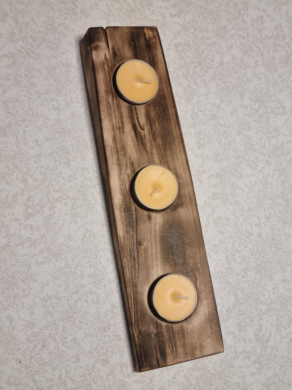 Tea Light Holder – Rustic Table Centerpiece Handmade Burnt Birch Wood