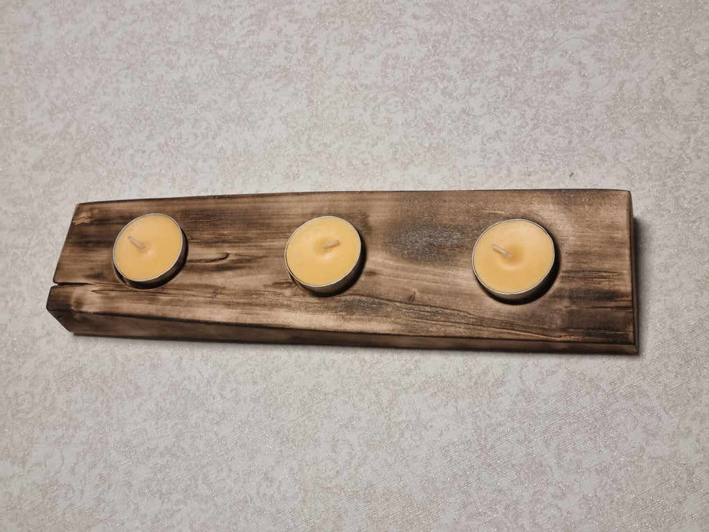 Tea Light Holder – Rustic Table Centerpiece Handmade Burnt Birch Wood