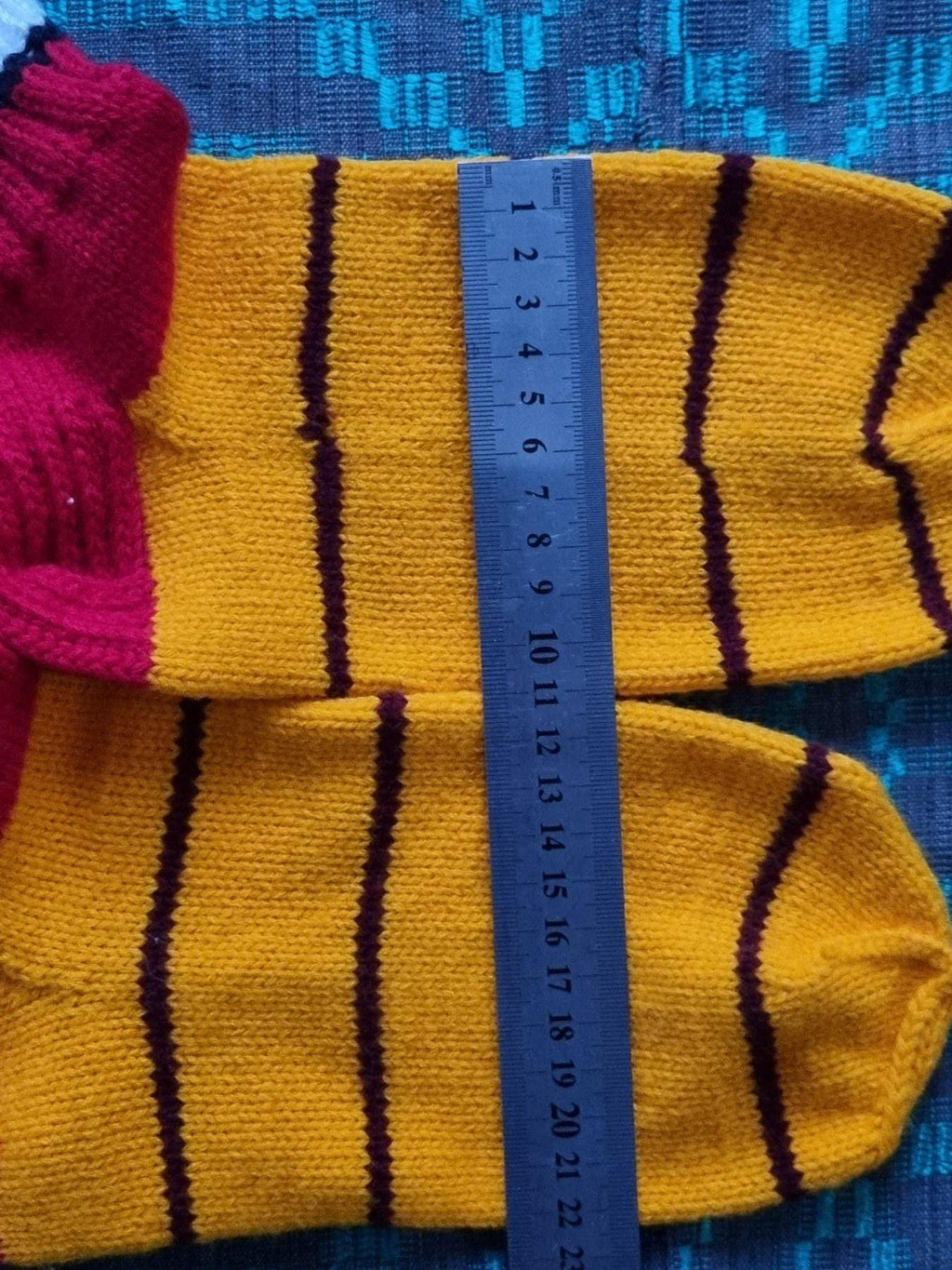 Hand Knitted Wool Socks, Striped Winter Loungewear (EU 39-40)