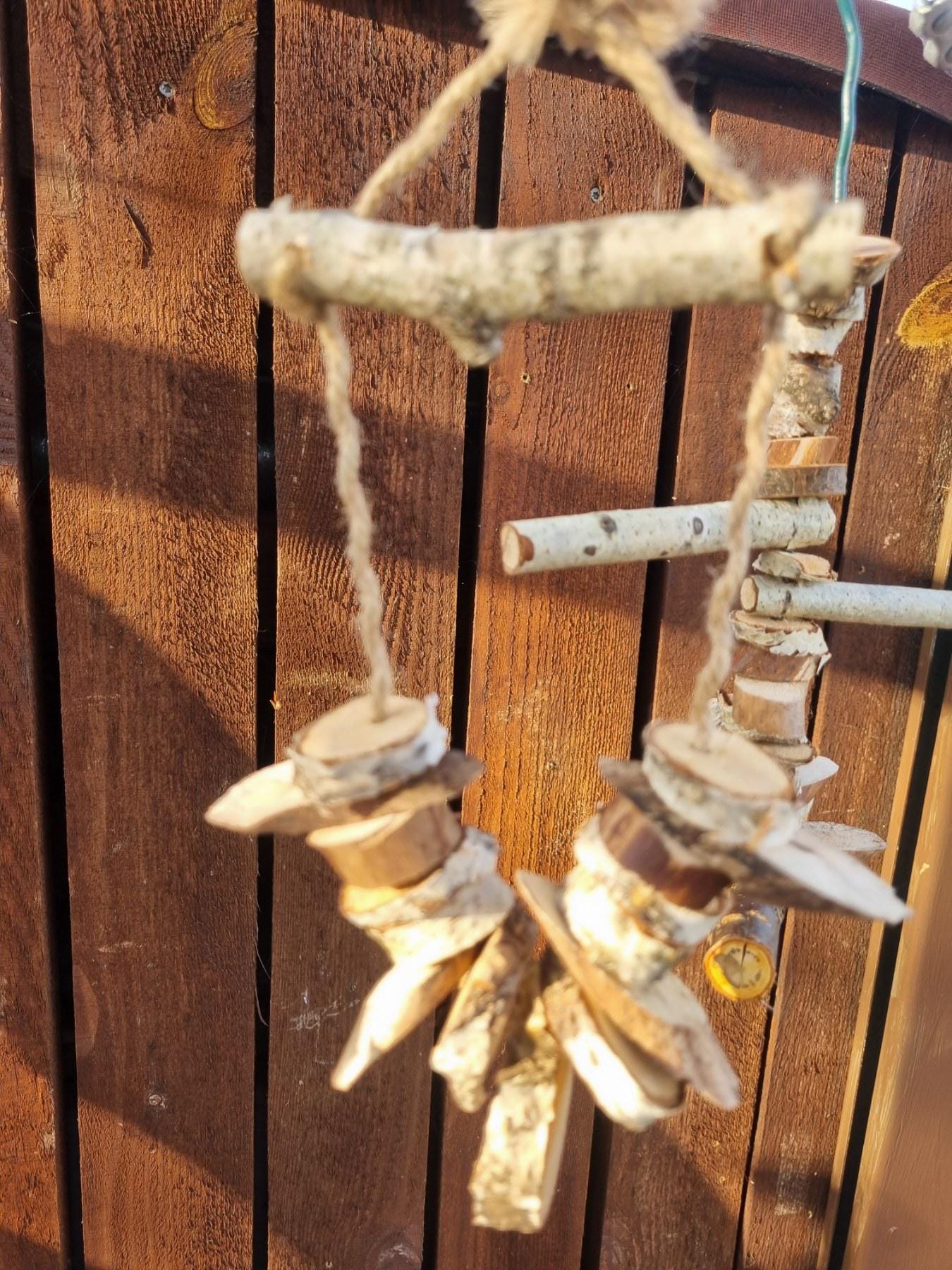 Bird Chew Toy for Canaries & Parakeets | Hanging Birch - Cherry Wood