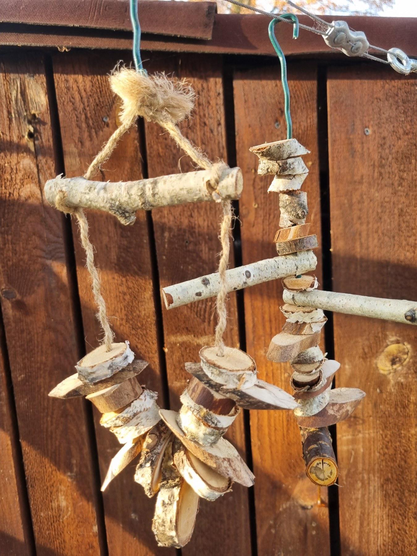 Bird Chew Toy for Canaries & Parakeets | Hanging Birch - Cherry Wood