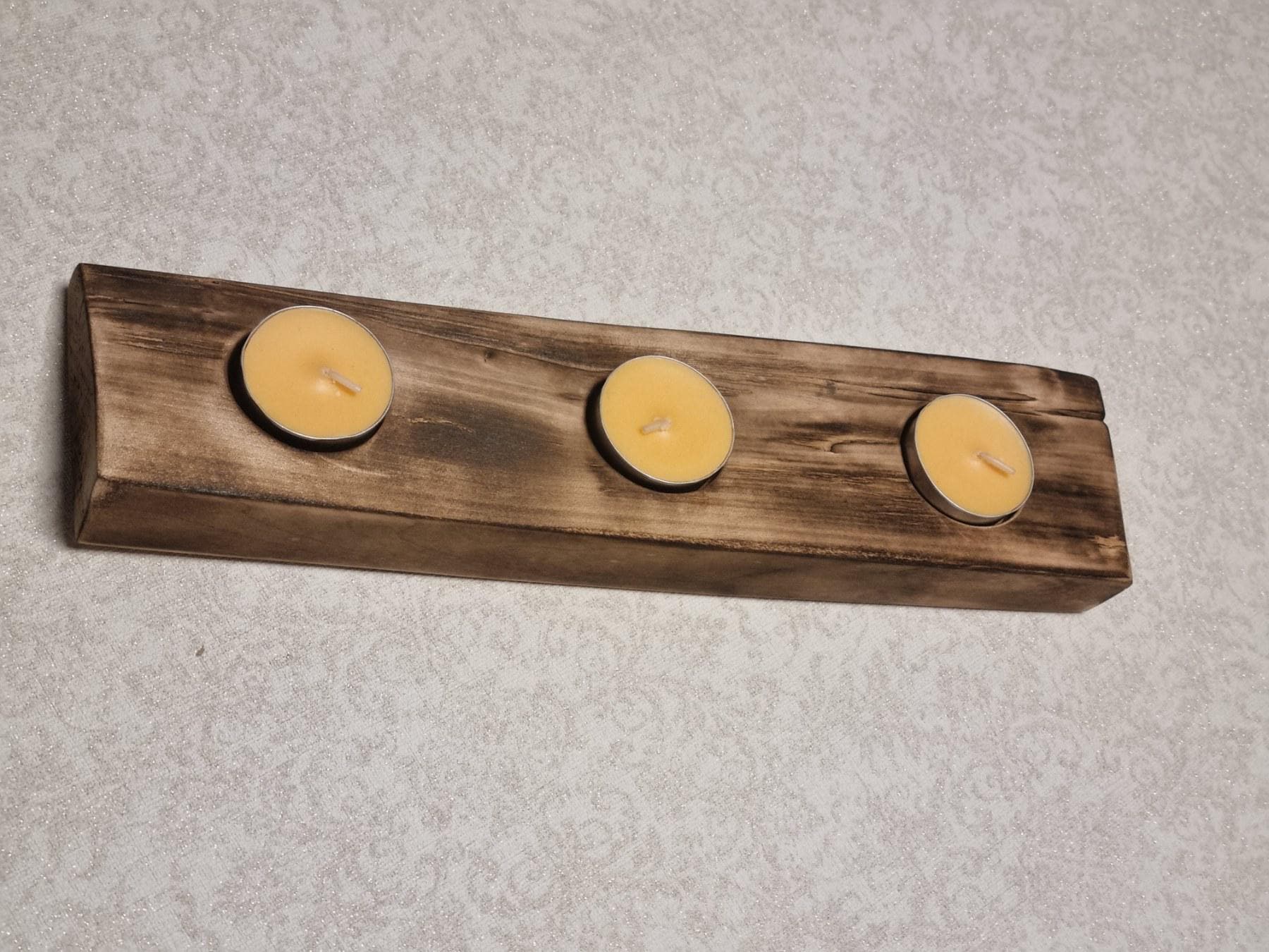 Tea Light Holder – Rustic Table Centerpiece Handmade Burnt Birch Wood