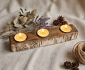 Tea Light Candle Holder, Handmade Wood Centerpiece
