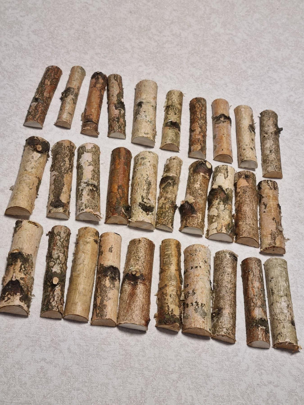 Natural Silver Birch Wood Logs Half Round Branches for Crafts, 4" Birch Sticks with Bark, Rustic Wedding Decor, DIY Wood Supplies