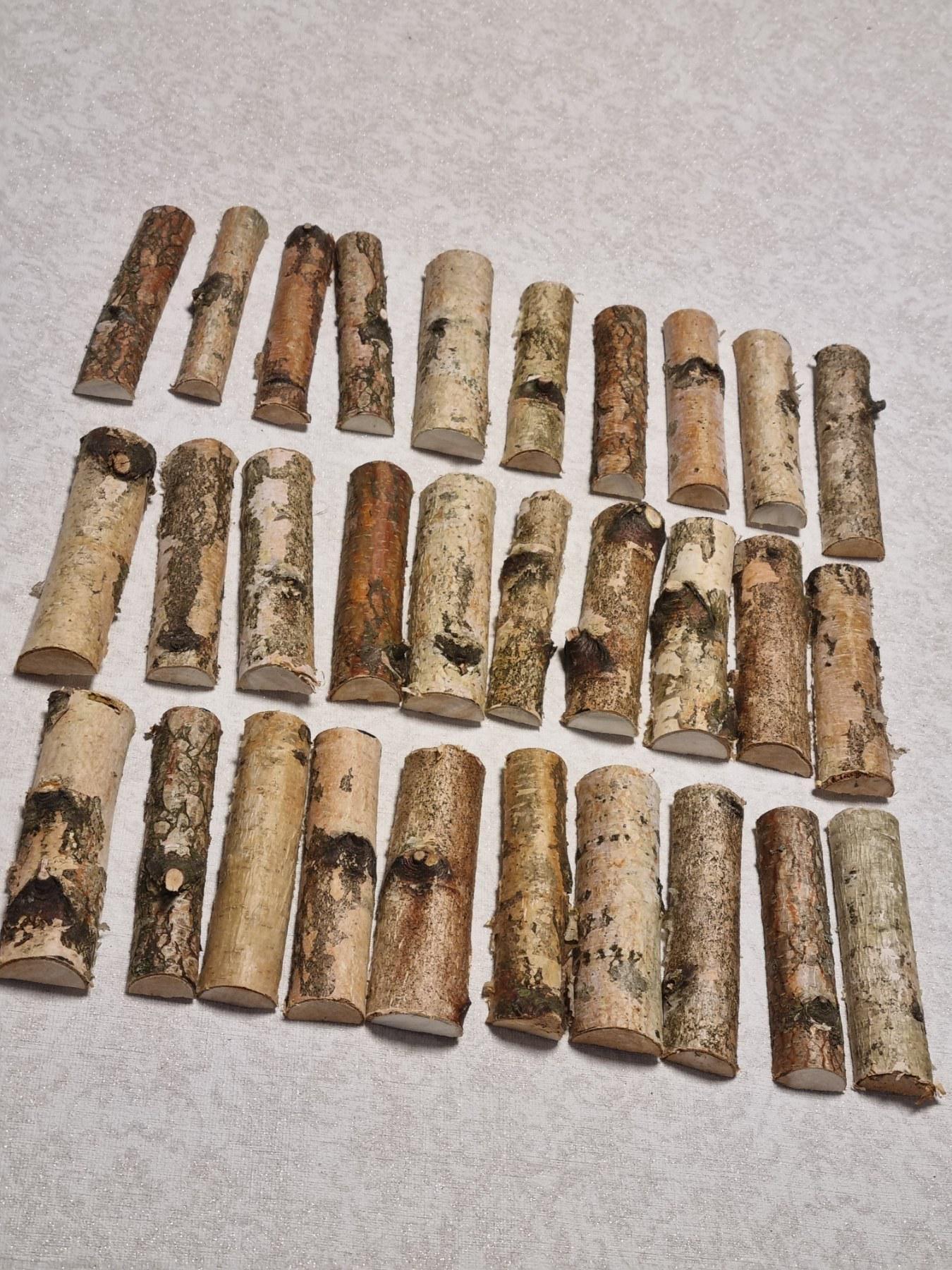 Natural Silver Birch Wood Logs Half Round Branches for Crafts, 4" Birch Sticks with Bark, Rustic Wedding Decor, DIY Wood Supplies