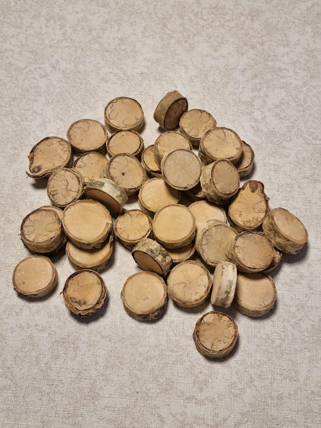 Set of 35 Dried Birch Wood Slices for Crafts - Smooth & Polished Natural Wooden Circles - Rustic Wedding Decor