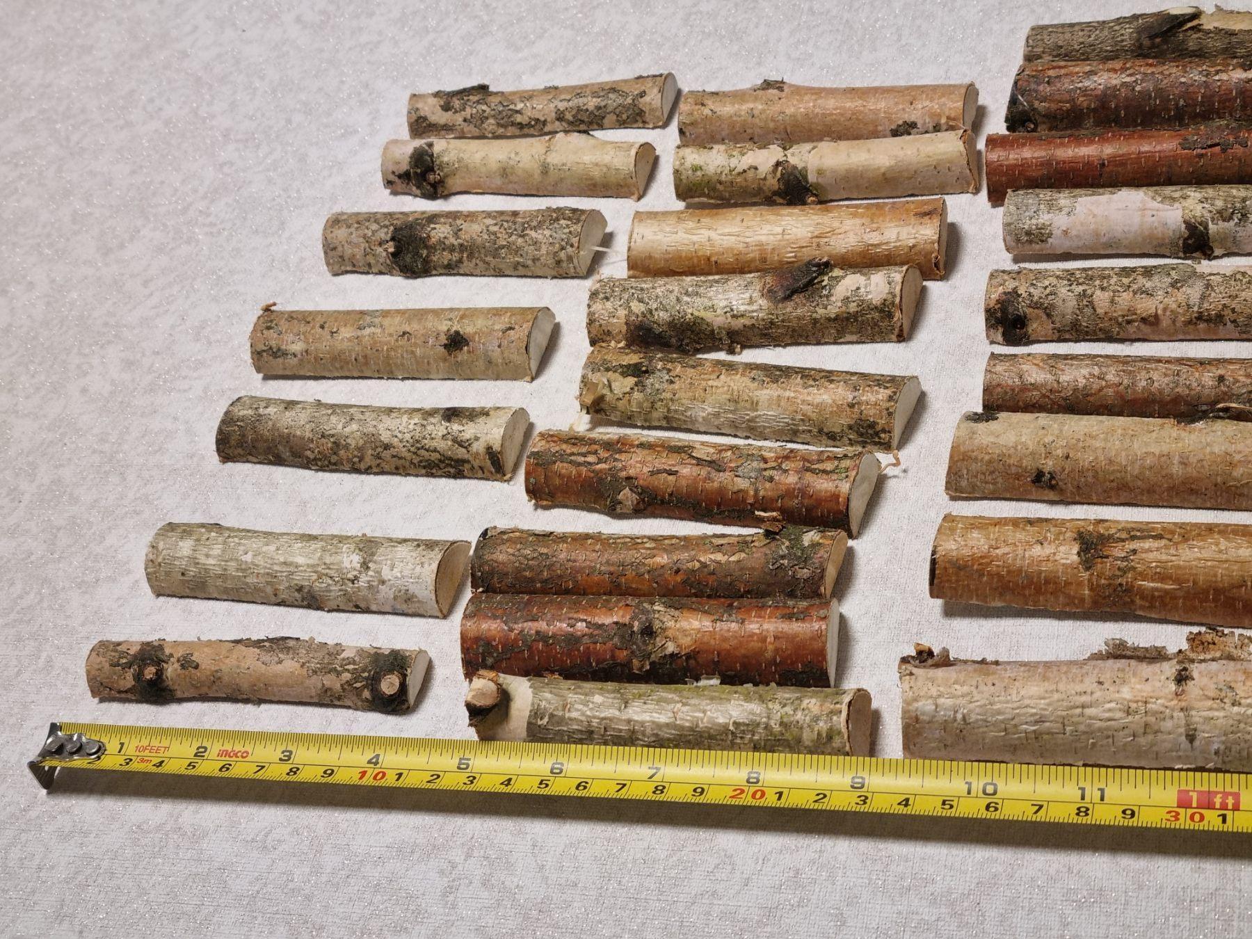 25 Birch Branch Halves, 4" Natural White Birch Wood Logs for Crafts, Rustic Wedding Decor, Birch Bark Sticks, DIY Woodworking Supplies