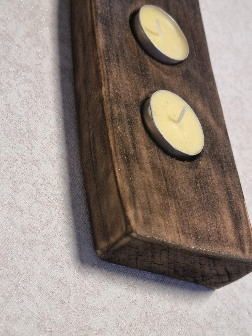 Wood Tea Light Holder | Burnt Wood Candle Centerpiece | Eco Friendly Home Decor | Handmade in Lithuania | 3 Hole Candle Stand