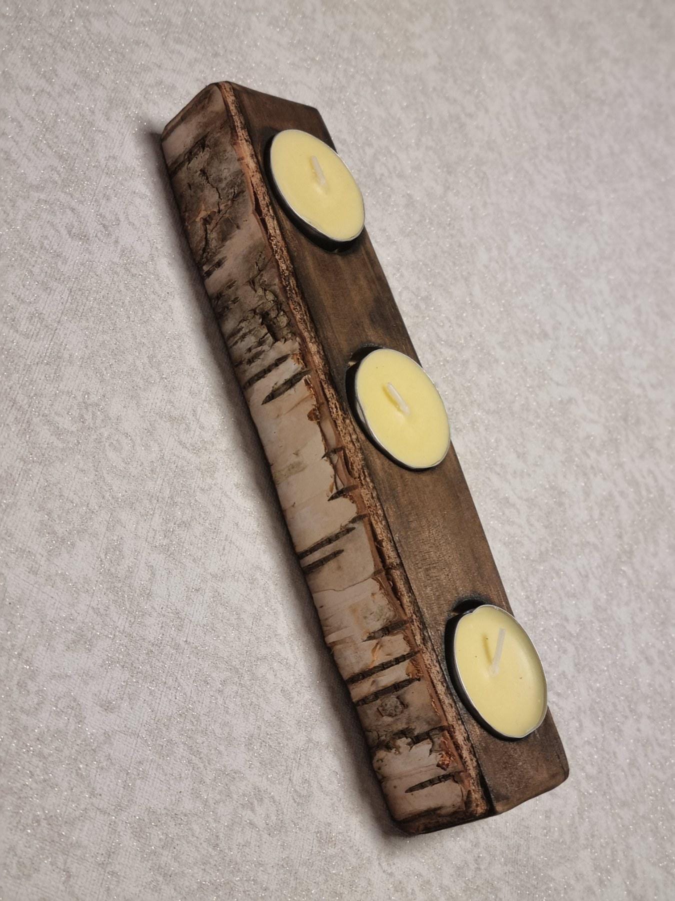 Tea Light Candle Holder, Handmade Wood Centerpiece