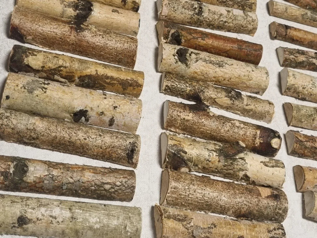 Natural Silver Birch Wood Logs Half Round Branches for Crafts, 4" Birch Sticks with Bark, Rustic Wedding Decor, DIY Wood Supplies