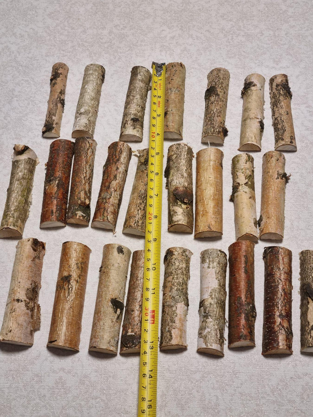 25 Birch Branch Halves, 4" Natural White Birch Wood Logs for Crafts, Rustic Wedding Decor, Birch Bark Sticks, DIY Woodworking Supplies