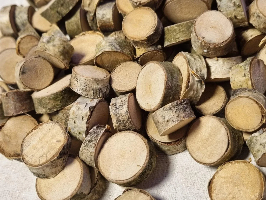 150 Birch Wood Slices with Bark | Rustic Small Wood Discs for Crafts