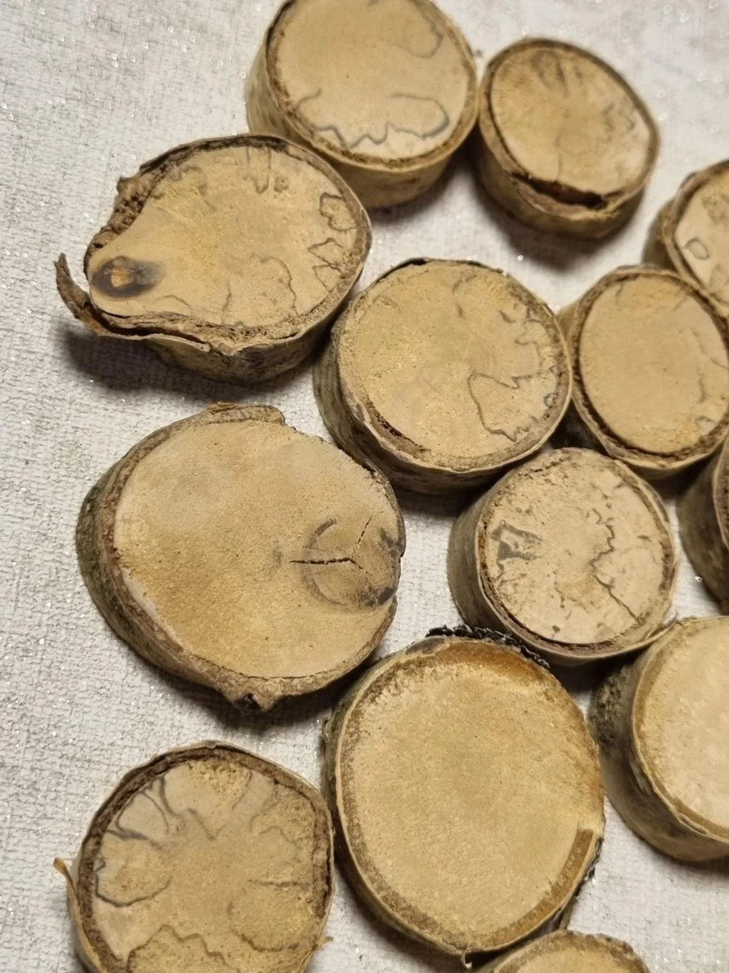 Set of 35 Dried Birch Wood Slices for Crafts - Smooth & Polished Natural Wooden Circles - Rustic Wedding Decor