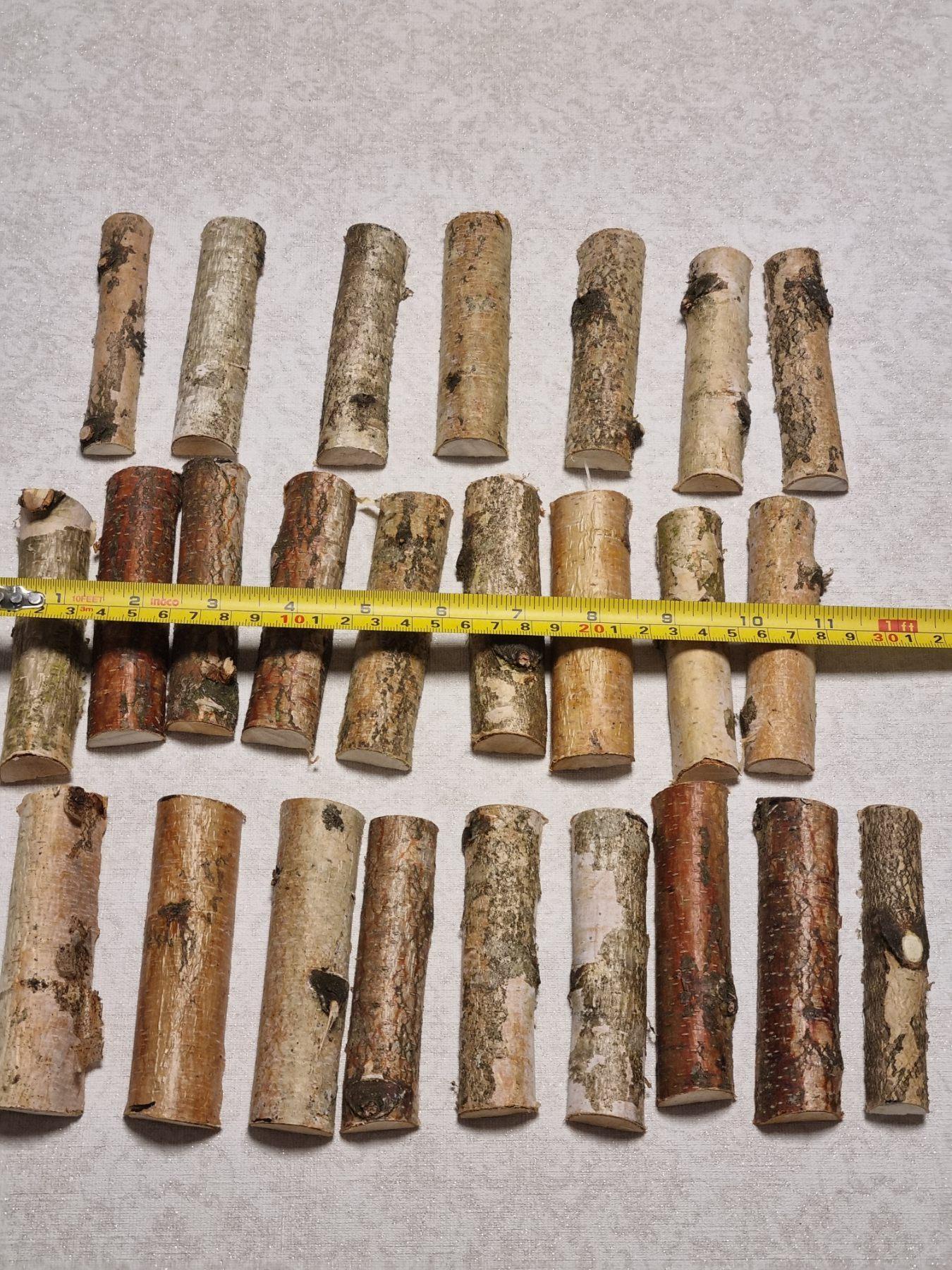 25 Birch Branch Halves, 4" Natural White Birch Wood Logs for Crafts, Rustic Wedding Decor, Birch Bark Sticks, DIY Woodworking Supplies