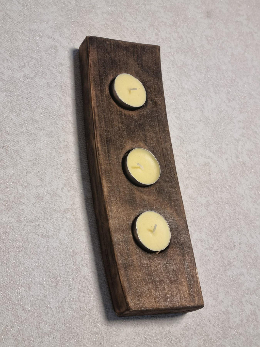 Wood Tea Light Holder | Burnt Wood Candle Centerpiece | Eco Friendly Home Decor | Handmade in Lithuania | 3 Hole Candle Stand