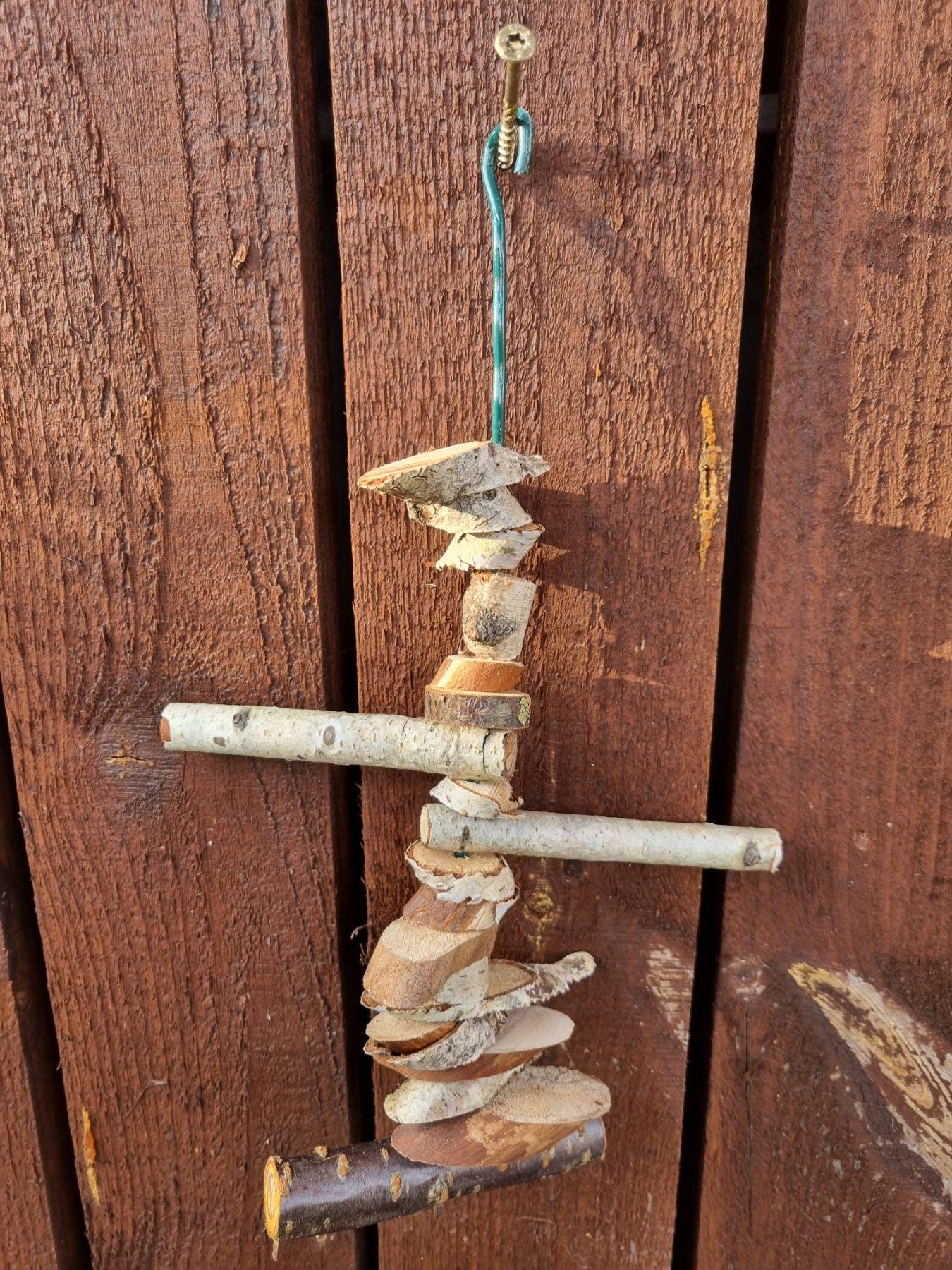 Bird Chew Toy for Canaries & Parakeets | Hanging Birch - Cherry Wood